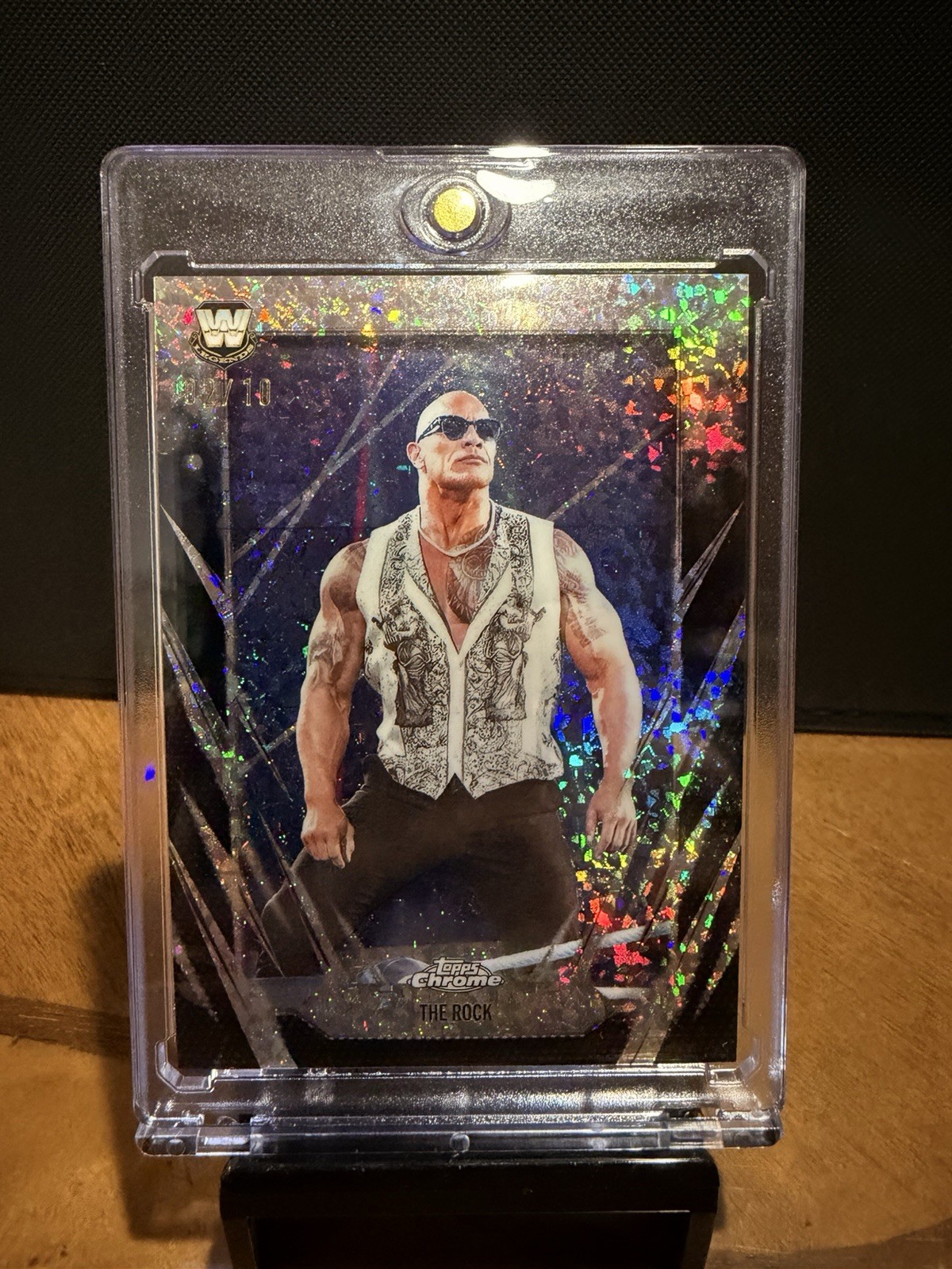 2026 Topps Chrome WWE The Rock Black Mini Diamond Refractor /10 02/10