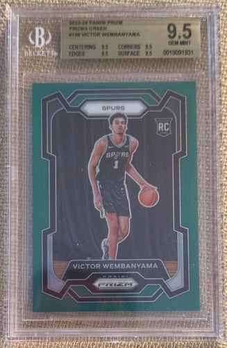 2023-24 Panini Prizm Green Prizm Victor Wembanyama #136 BGS 9.5 GEM MINT!