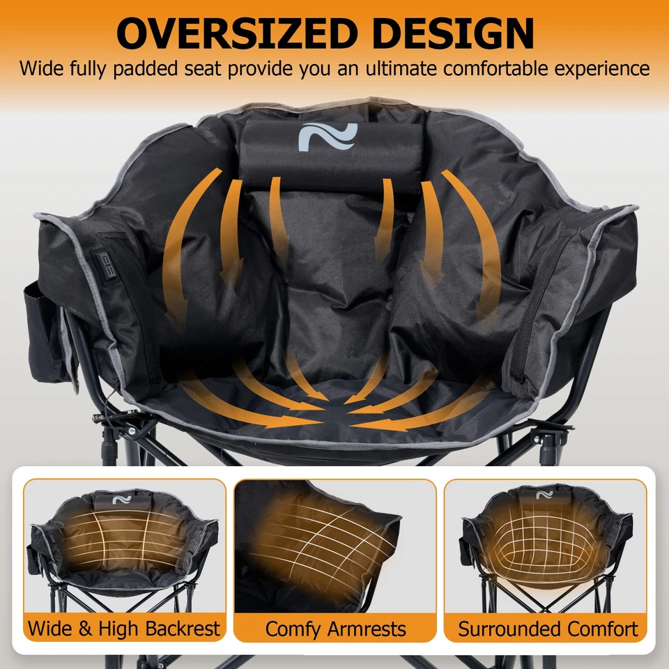 SLSY Heated Camping Chair Oversized, Outdoor Portable Heated Folding Seat Chairs - Image 3 of 4