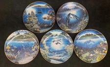 The Danbury Mint Underwater Paradise Aquatic Plates 8 1/8” Set of 5