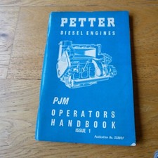 Petter PJM Diesel Engine Operator's Handbook Issue 1 Original Booklet Manual