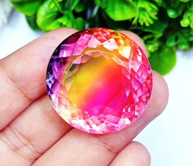 Watermelon Tourmaline 66.50 Ct Certified Loose Gemstone Round Cut