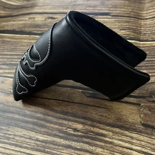 Black Golf Putter Cover Blade Putter Headcover Magnetic Skull Putter Head Cover
