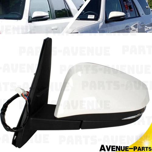 Left Driver Side Mirror For Toyota 4Runner 2014-2023 Pearl White 9Pin Turn Light