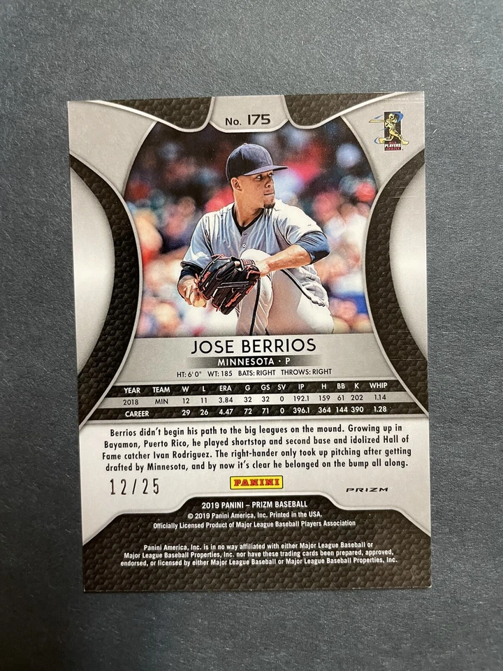 2019 Panini Prizm Jose Berrios /25 Minnesota Twins #175 Green Donuts - Image 2 of 2