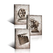 HOMEOART Movie Room Canvas Wall Art Home Theater Decor Cinema Decor Framed Ca...