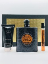 YSL Black Opium Women 3pc Set Parfum Spray 3.0 oz Shimmering Lotion Travel Spray