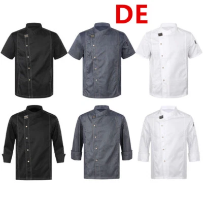 DE Chef Jacke Herren Damen Kurz&Langarm Restaurant Chef Mantel Uniform Kochhemd