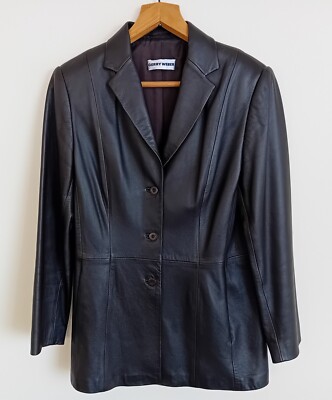 Gerry Weber Women's Leather Jacket Size 14 Dark Brown UK