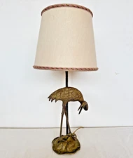 Maison Style XX Century Italian Heron Shaped Bronze Table Lamp