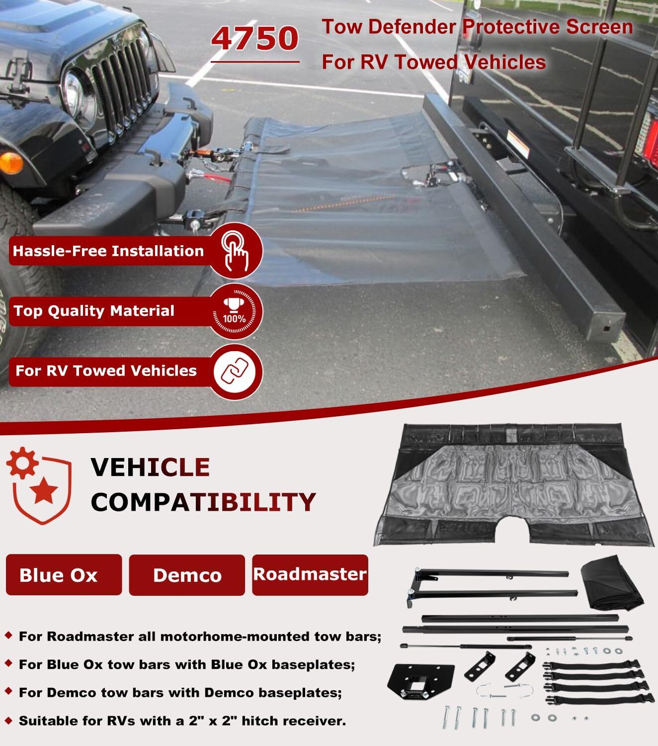 for 4750 RoadmasterTow Defender Protective Screening for Blue Ox Demco Tow Bars