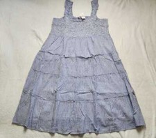 New women's 2X 3X J Crew Factory blue stripe smocked tiered midi dress