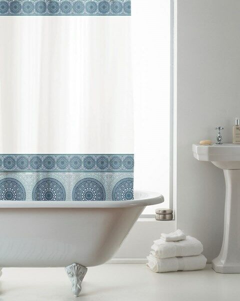 Shower Curtain Tub Bathroom Plastic Waterproof Mildew Splash Resistant 12 Ring RY11590