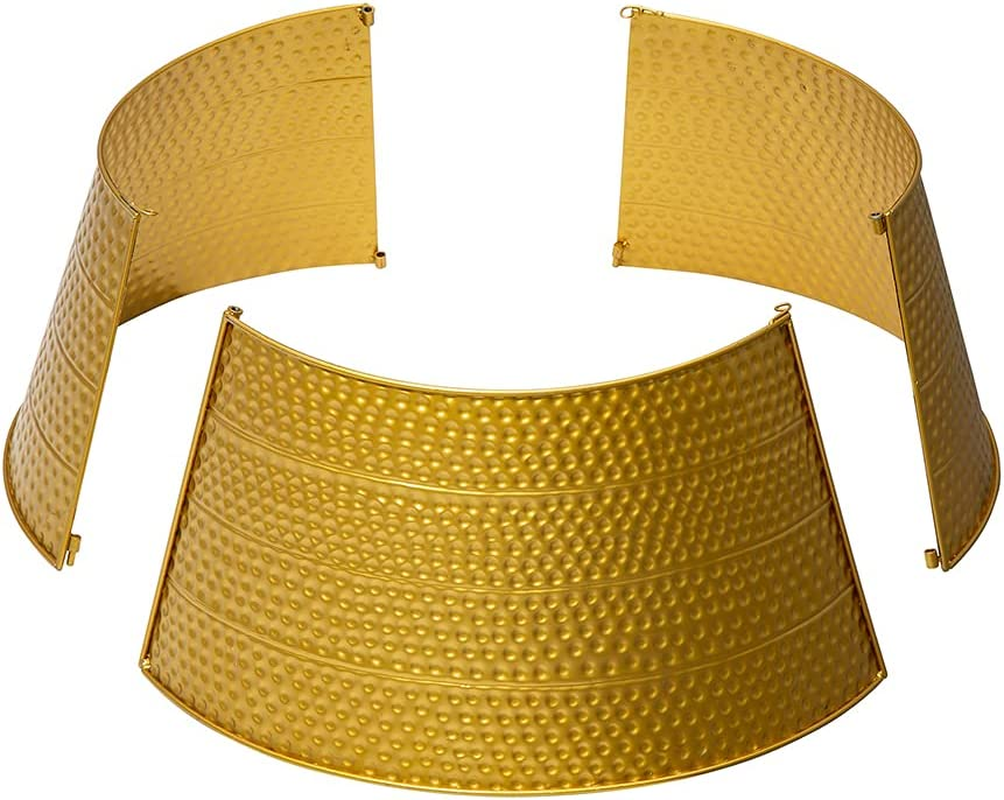 Gold Hammered Metal Tree Collar Tree Base Cover Decorative Christmas