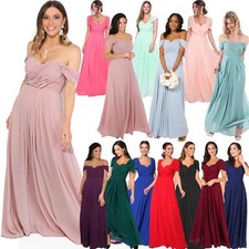 Ruched Chiffon Bridesmaid Dress Multi Color Flowy Wedding Evening Maxi Gown