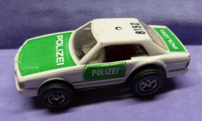 Polizei Auto Mercedes 500 SEC  Darda  mit Aufziehmotor Blaulicht fehlt Kratzer