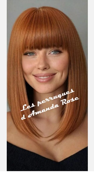 Perruque rousse au carré long avec frange et bonnet ajustable taille unique série Urban
