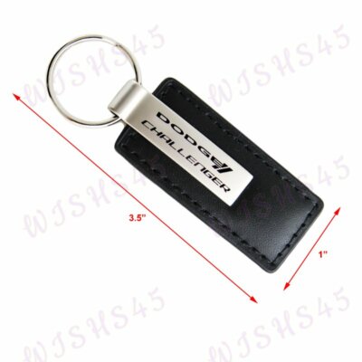 Dodge Challenger R/T Rectangular Black Faux Leather Key Chain