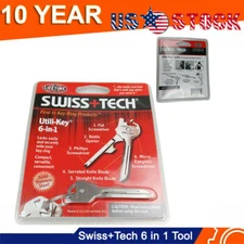 1Pcs Swiss+Tech 6 in 1 Utili Key Tool Multifunction EDC Stainless Steel UKCSB-1