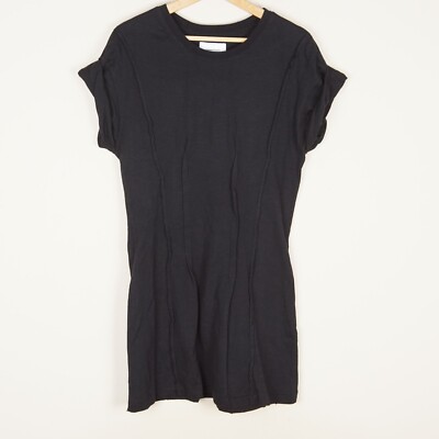 Current Elliott Cotton Black Pintuck Rolled Sleeve T Shirt Dress Sz 1 / US s