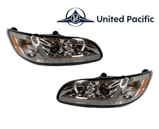 Pair Chrome Projection Headlights Dual Function LED Light Bar Peterbilt 386/387