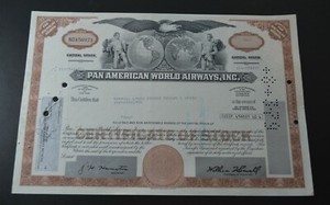 Pan American World Airways Inc Stock Certificate "Merrill Lynch" (1975)