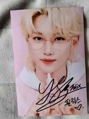 StrayKids Felix フィリックス 直筆サイン 色紙 Stray Kids Felix HandSigned Autographed Photo K-POP Collection 4*6
