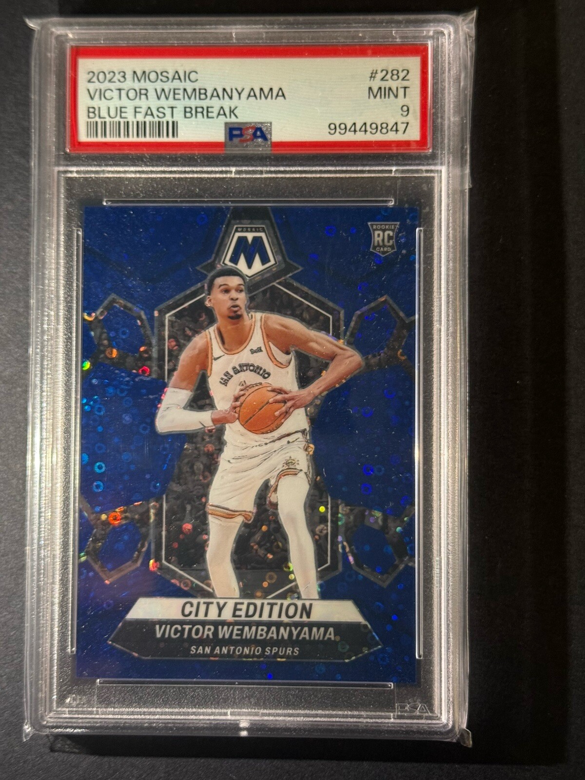 2023 mosaic victor wembanyama Blue Fast Break #282 /85 PSA 9
