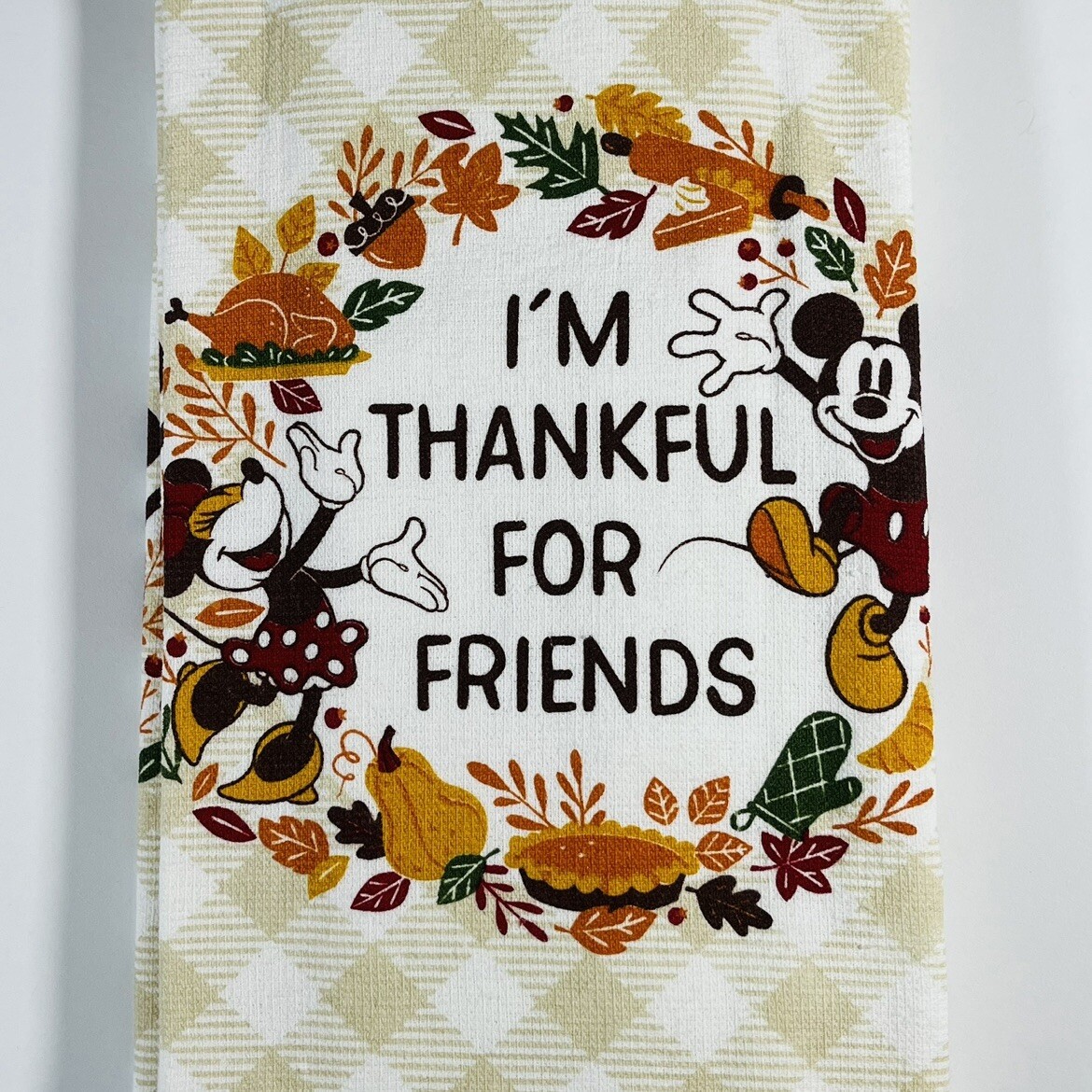 Disney Mickey & Minnie Mouse 2 Pack Hand Kitchen Towels Thankful For Friends NEW