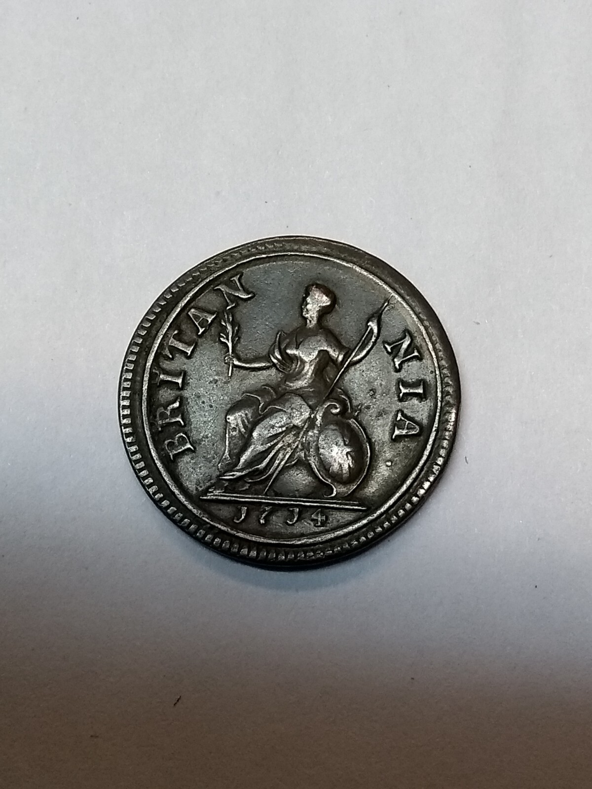 Queen Anne copper Farthing coin 1714 scarce coin great condition. eBay