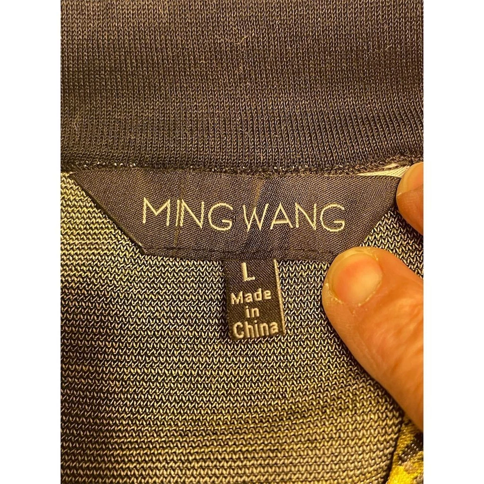 Ming Wang Women's Black Palm Leaves Cardigan Jacket Multicolor L Single Closure - Image 2 of 4