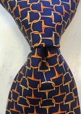 Brooks Brothers makers Mens Gold Blue 100% Silk USA made Necktie