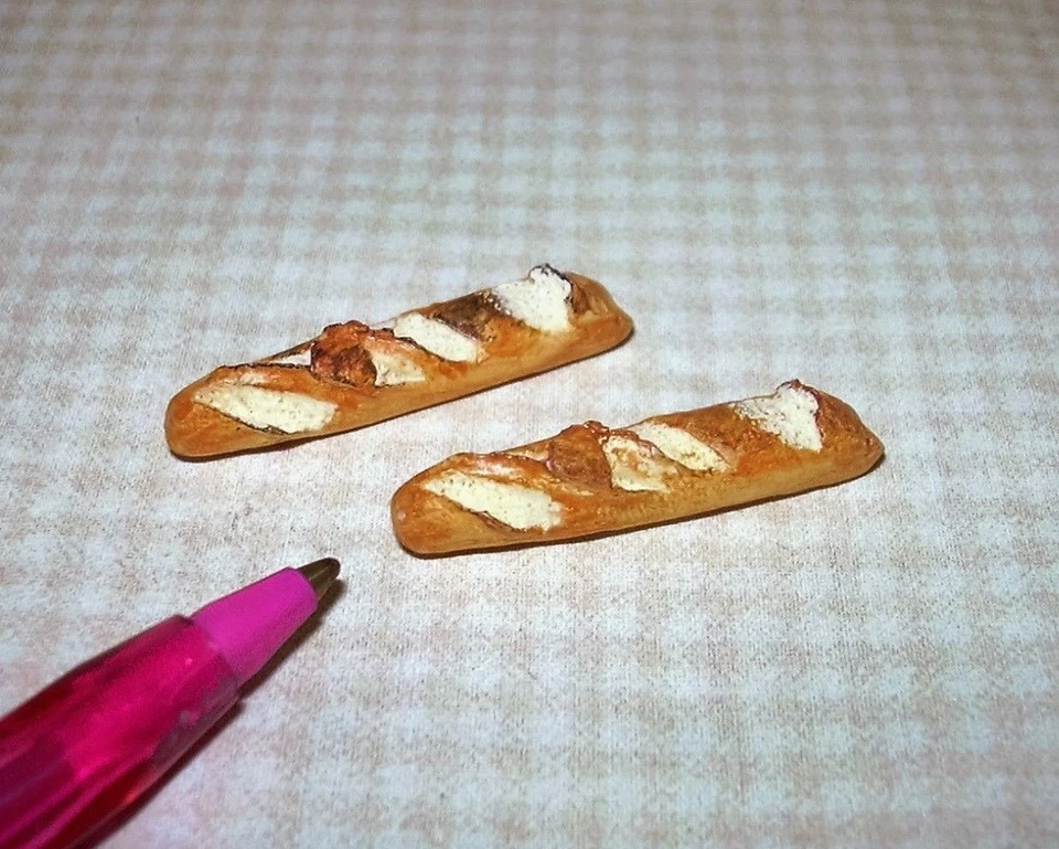 Miniature LARGE French Bread Loaves (2): DOLLHOUSE Bread Rolls 1:12 - Image 1 of 1