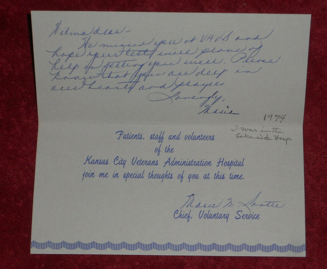 1973 Kansas City Veterans Administration Hospital Special Letter For Wilma Kile eBay