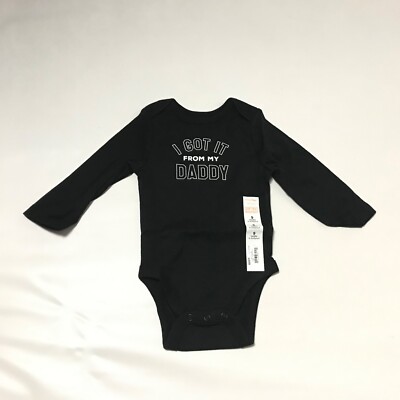 Jumping Beans Boys Bodysuit 9M Shirt LongSleeve Black I GOT IT FROM DADDY New