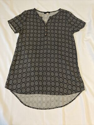 Final Touch Short Sleeve Blouse USA Made Geometric Diamond Design SZ L