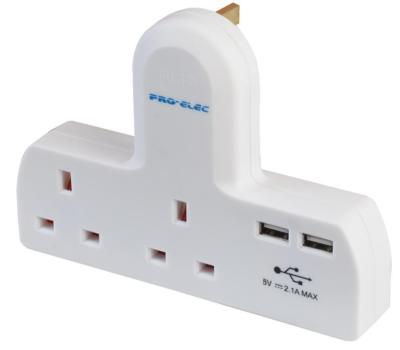 Pro Elec : Multiprise 2 Voies + 2 Ports USB, Petite Taille Mais Costaude