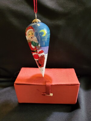 Hand Painted Glass Christmas Ornament Santa Claus W/ Bag Of Toys | eBay