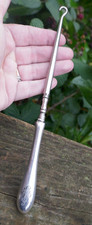 Antique Sterling Silver Handled Button Hook - 8 7/8" Long