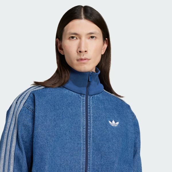 adidas Adicolor Denim Firebird Track Top Medium Blue JC6233 adidas Adicolor Denim Firebird Track Top Medium Blue JC6233