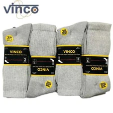 3-6-12 Pairs Men's Grey Crew Socks Cotton Sports Work Athletic Socks size 9-13