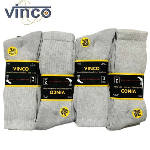 3-6-12 Pairs Men's Grey Crew Socks Cotton Sports Work Athletic Socks size 9-13