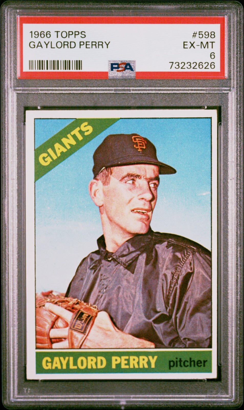 1966 Topps High #598 Gaylord Perry HOF PSA 6 EX-MT Giants Vintage Baseball