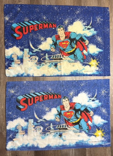 Coppia federe standard supereroi DC Comics Superman 1978 vintage anni 70