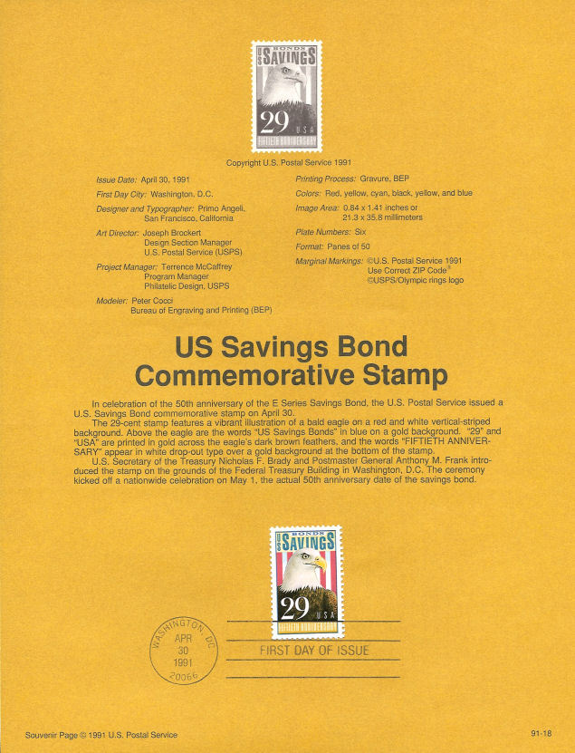 9118 29c Savings Bonds Stamp #2534 USPS Souvenir Page | eBay