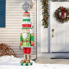 Lighted 28" Christmas Nutcracker Figure - Festive Indoor/Outdoor Decor with Time