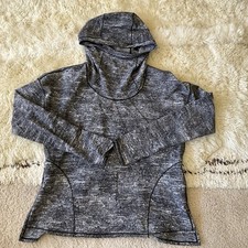LULULEMON Hoodie Pullover Faux Wrap White Black ThumbHoles Sz 12 Women s