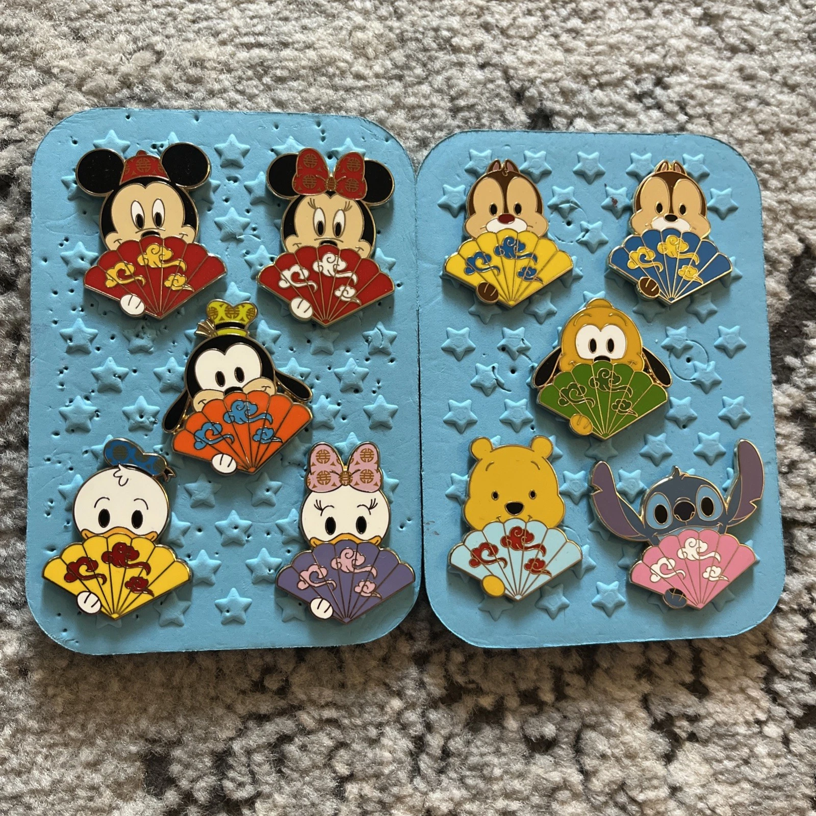 New Disney 2024 Character Folding Fans Mystery Pin Full Set of 10