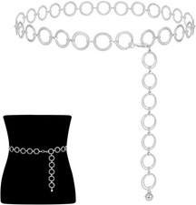 Ketteng&uuml;rtel Metall verstellbar Silber Taillenkette Damen Jeans Kleider elegant