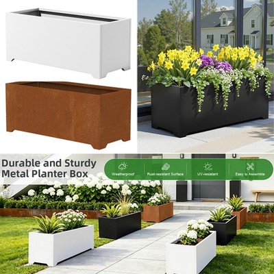 Large Steel Planters Rectangular Outdoor Planter Pot with Legs Metal Planter Box